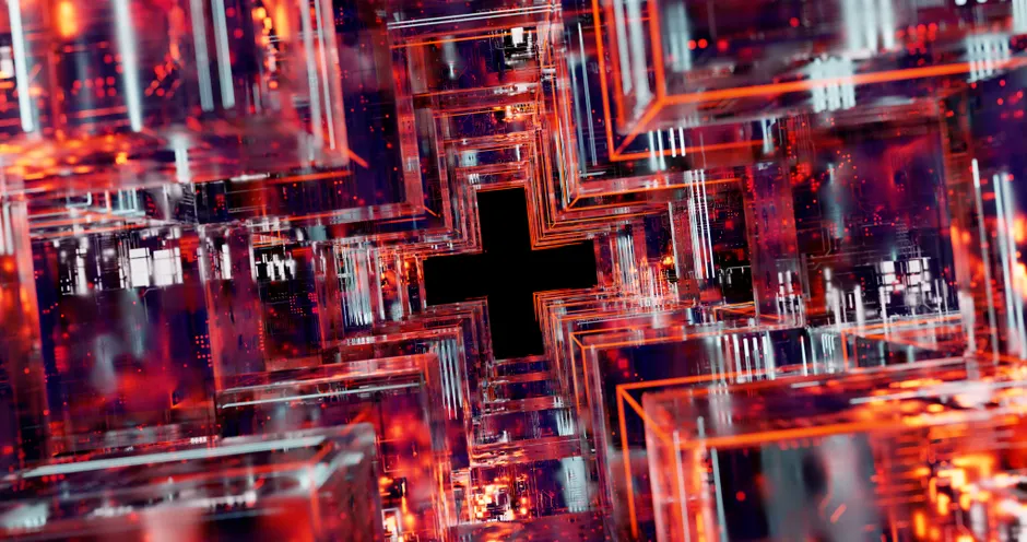 Detail Quantum Computing Concept Glowing Qubits Abstract Number 10