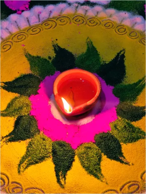 Detail Rangoli Colorful Pattern Floor Decoration Number 5