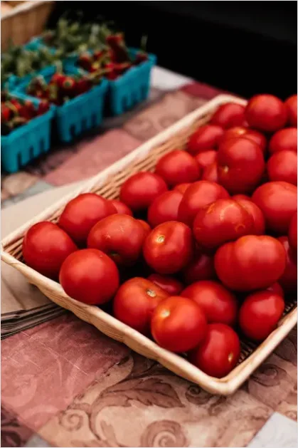 Detail Ripe Tomatoes Basket Farmers Market Number 3