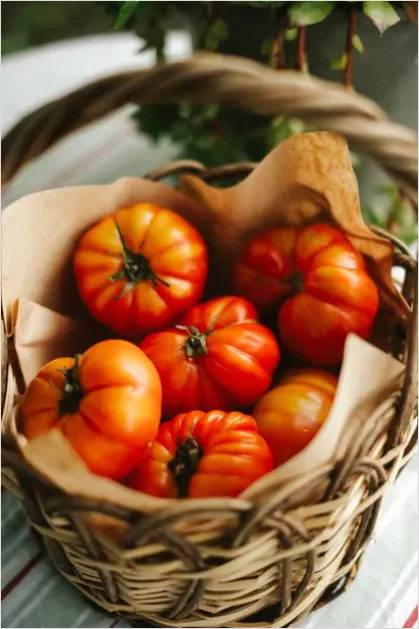 Detail Ripe Tomatoes Basket Farmers Market Number 10
