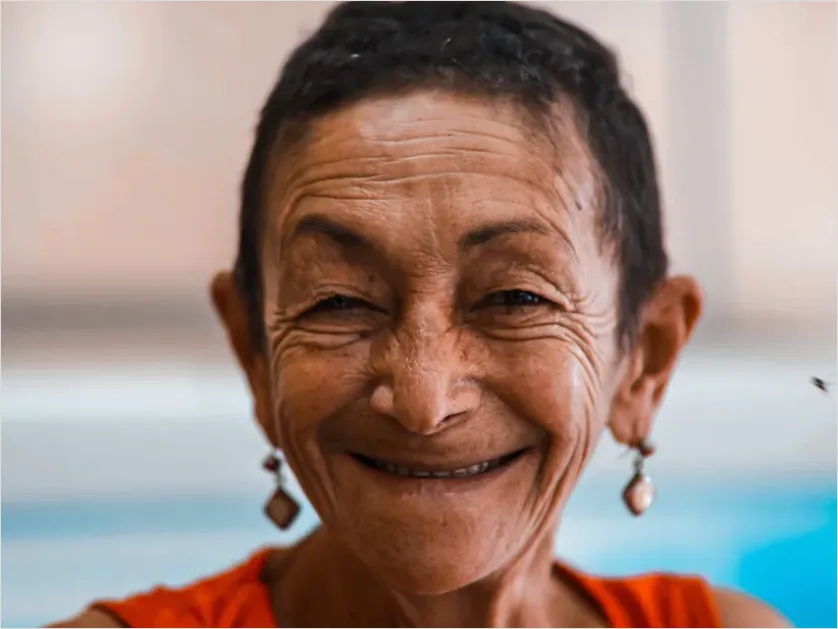 Detail Senior Woman Portrait Smiling Wrinkles Number 3