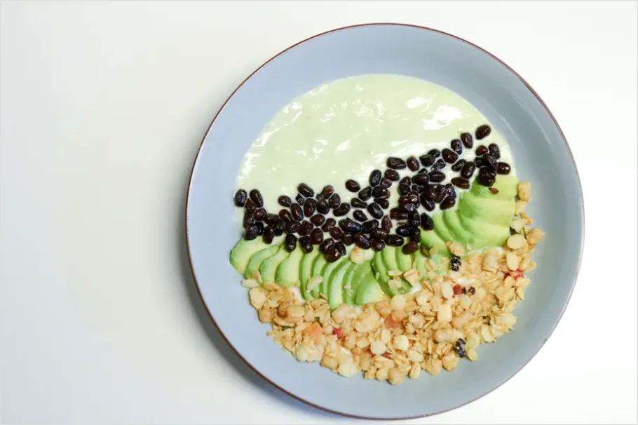 Detail Smoothie Bowl Colorful Toppings Overhead View Number 13