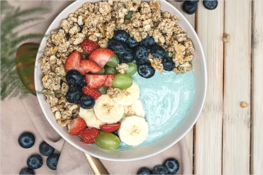 Detail Smoothie Bowl Colorful Toppings Overhead View Number 3