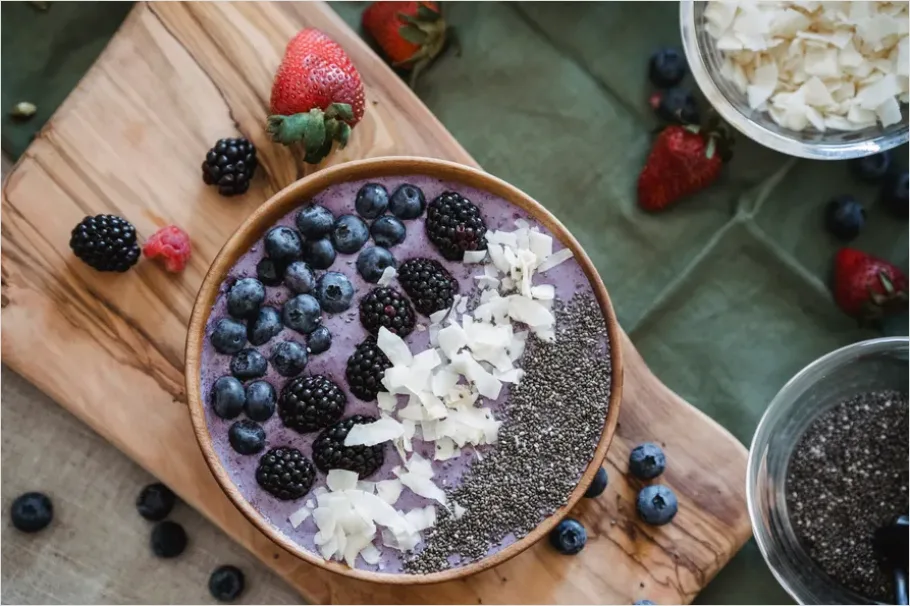 Detail Smoothie Bowl Colorful Toppings Overhead View Number 4