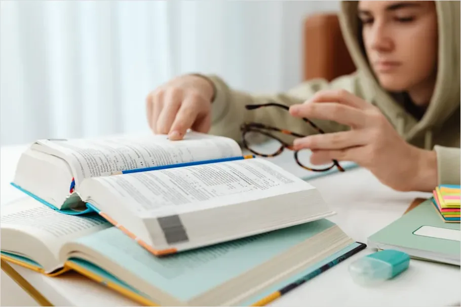 Detail Teen Doing Homework Late Night Desk Number 15