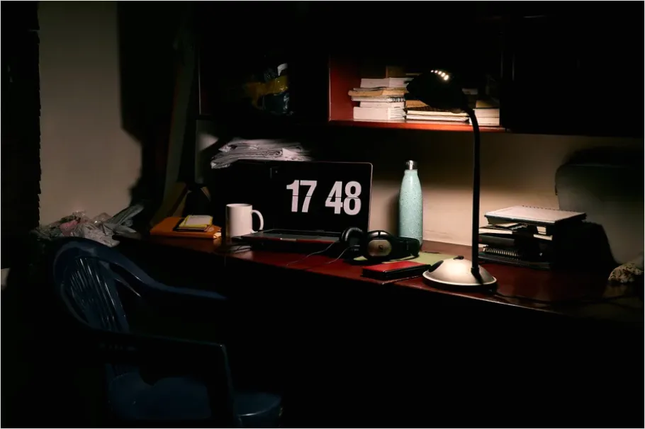 Detail Teen Doing Homework Late Night Desk Number 8