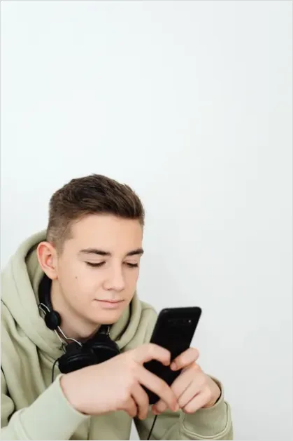 Teen Using Smartphone Social Media Scrolling 527e