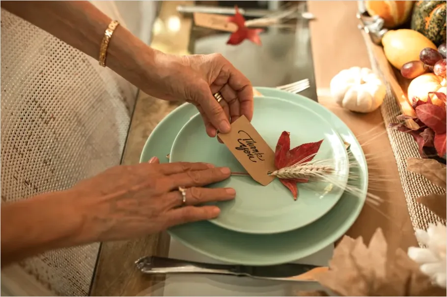 Detail Thanksgiving Family Dinner Table Overhead Number 6