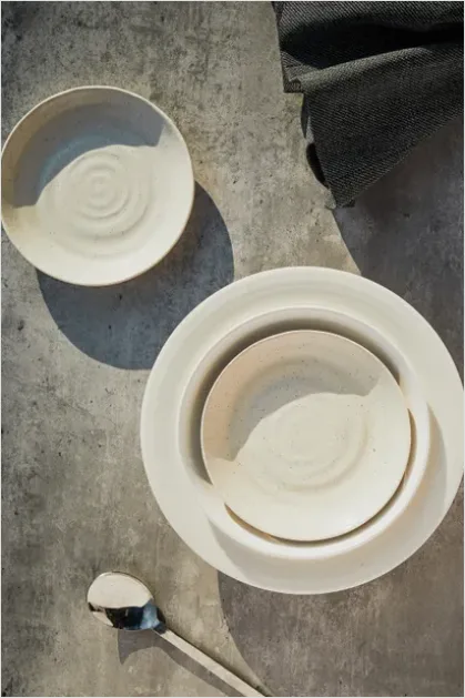 Detail Top View Table Setting Neutral Tones Number 2