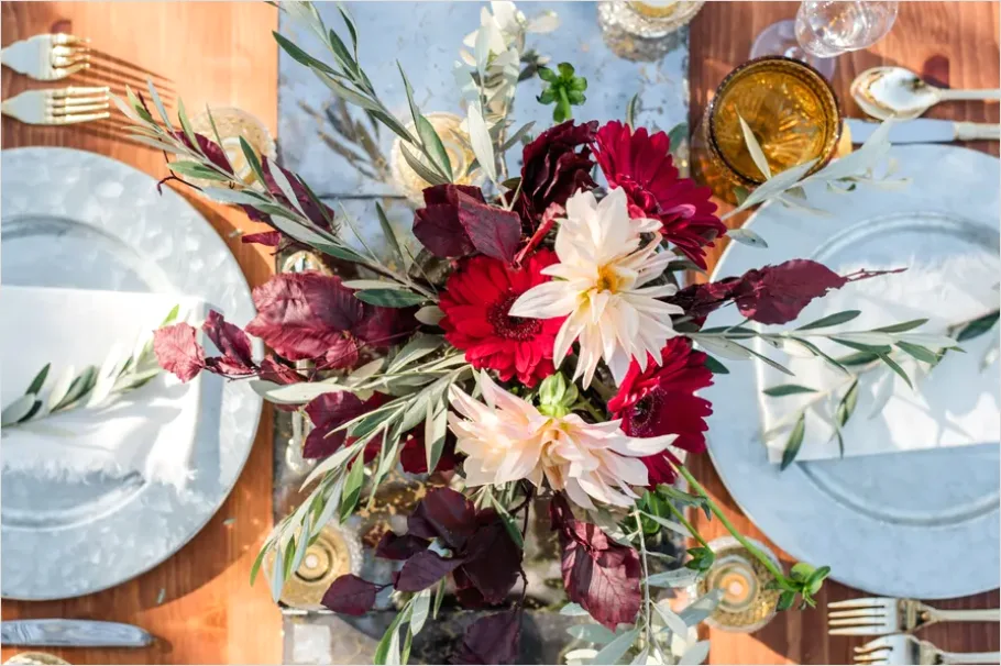 Detail Top View Table Setting Neutral Tones Number 11