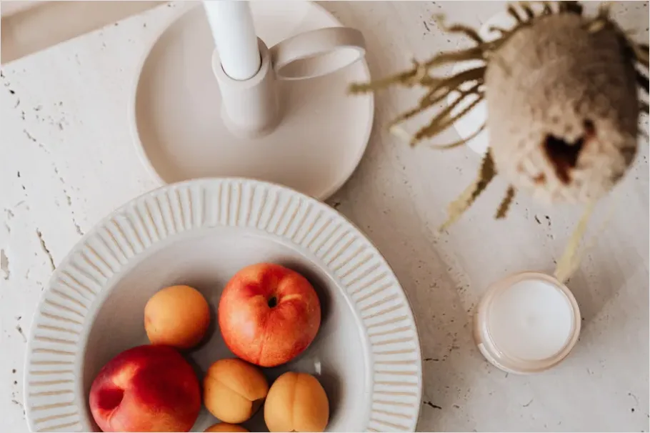 Detail Top View Table Setting Neutral Tones Number 14