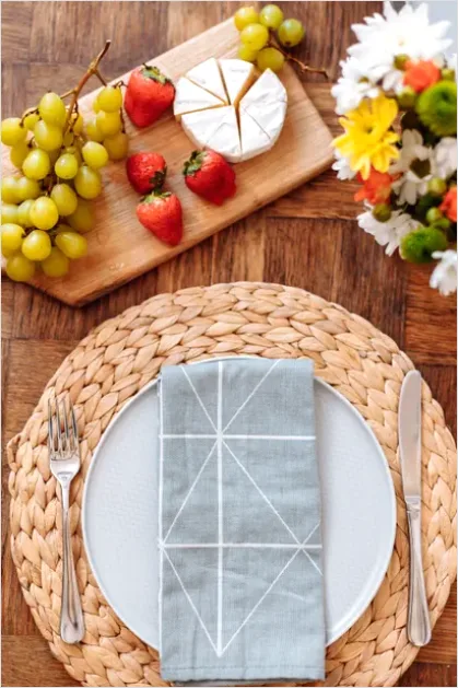 Detail Top View Table Setting Neutral Tones Number 15