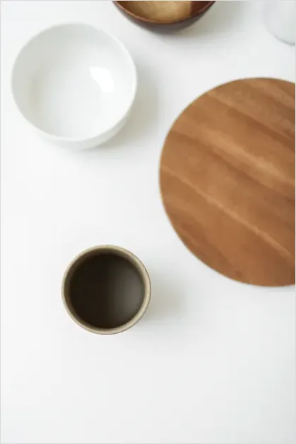 Detail Top View Table Setting Neutral Tones Number 5
