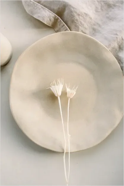 Detail Top View Table Setting Neutral Tones Number 7