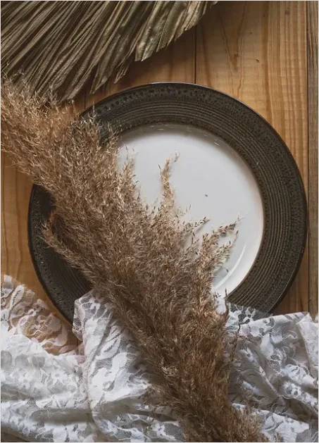 Detail Top View Table Setting Neutral Tones Number 8
