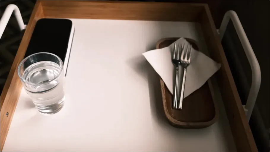 Detail Top View Table Setting Neutral Tones Number 10