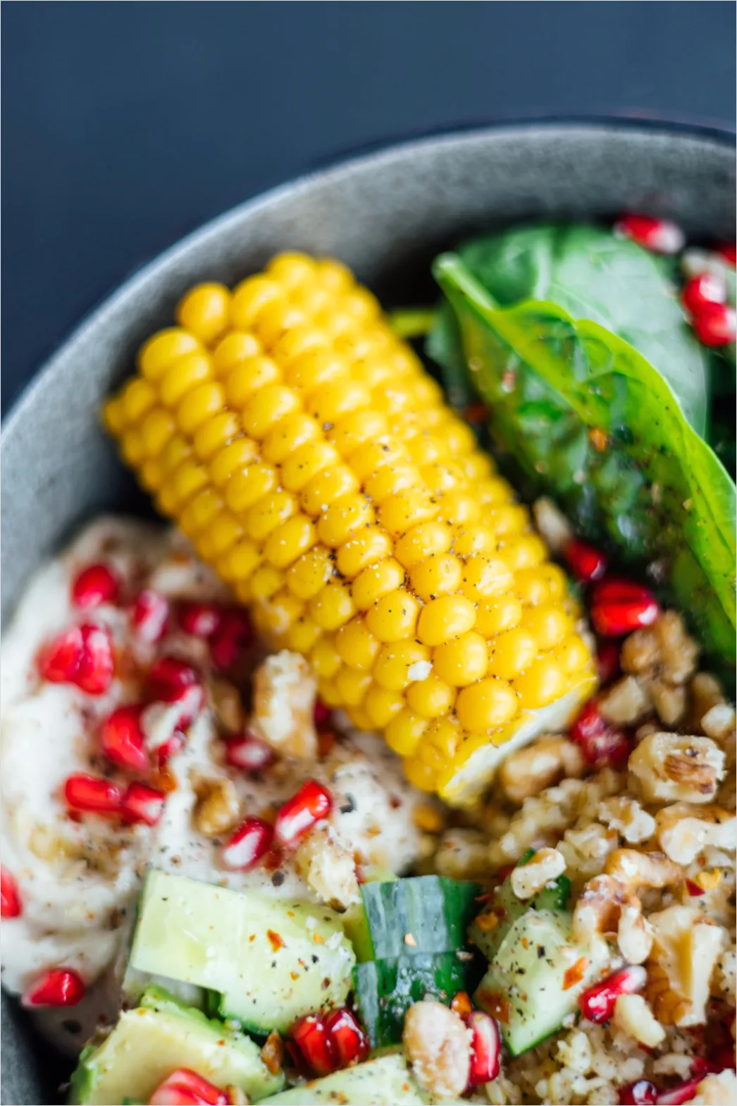 Detail Vegetarian Grain Bowl Tahini Drizzle Close Up Number 2