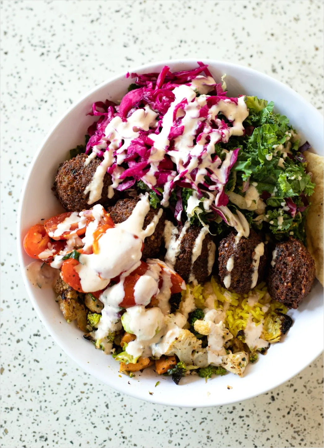 Detail Vegetarian Grain Bowl Tahini Drizzle Close Up Number 9