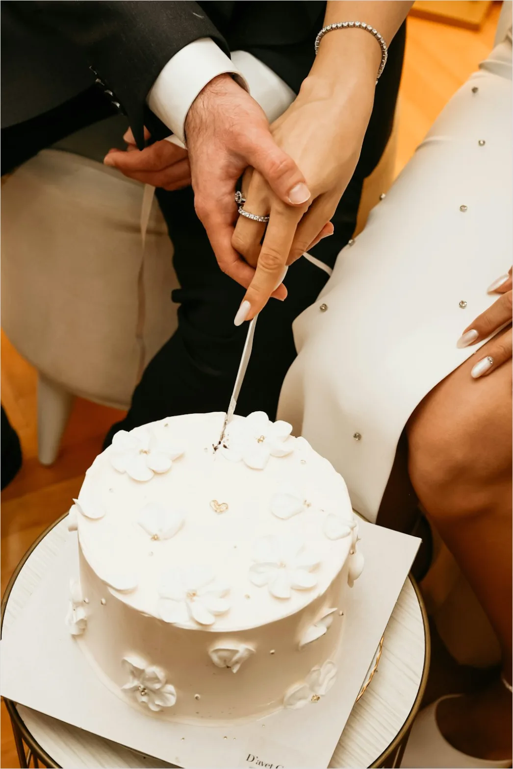Detail Wedding Cake Cutting Celebration Close Up Number 16