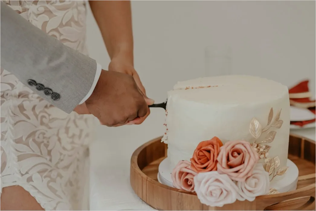 Detail Wedding Cake Cutting Celebration Close Up Number 3