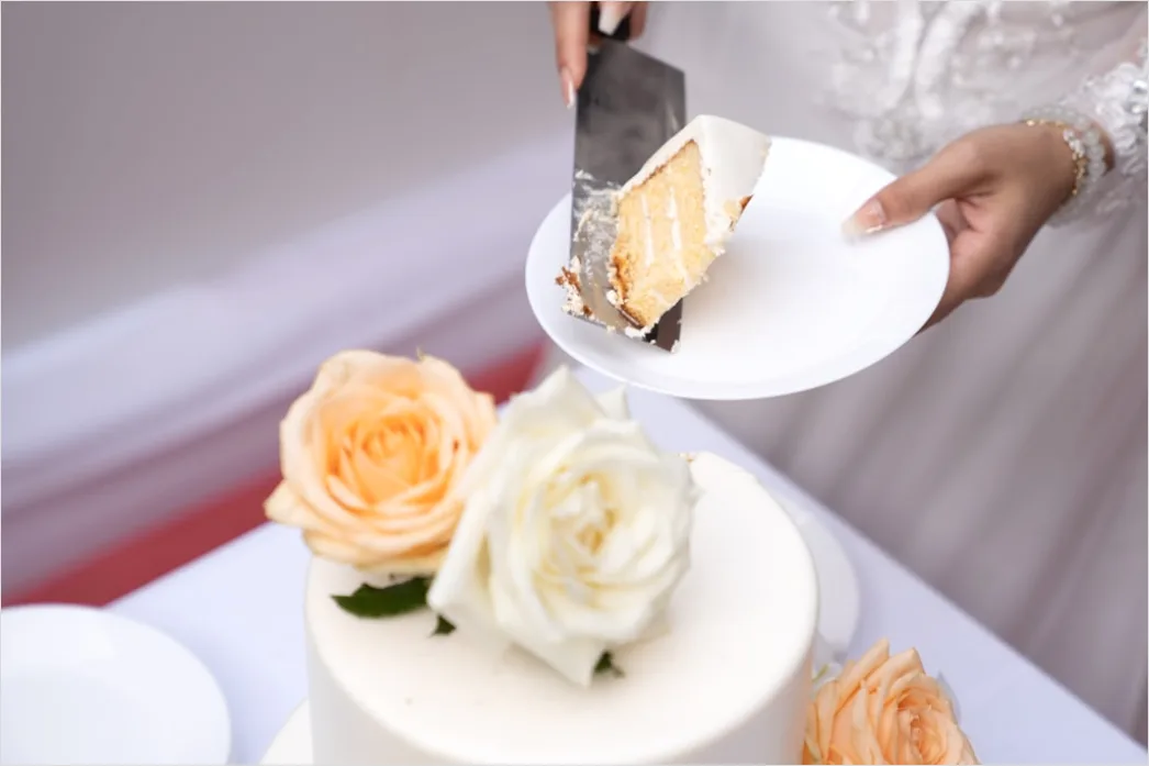 Detail Wedding Cake Cutting Celebration Close Up Number 4