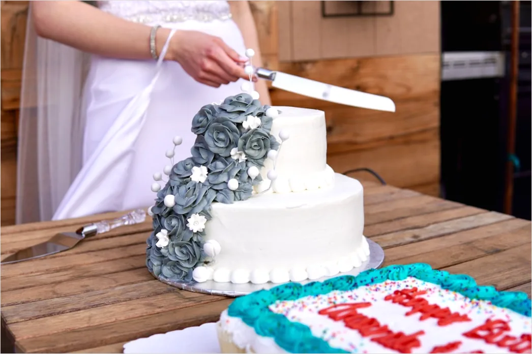 Detail Wedding Cake Cutting Celebration Close Up Number 5