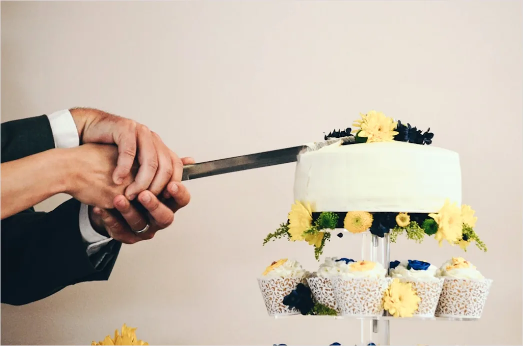 Detail Wedding Cake Cutting Celebration Close Up Number 6