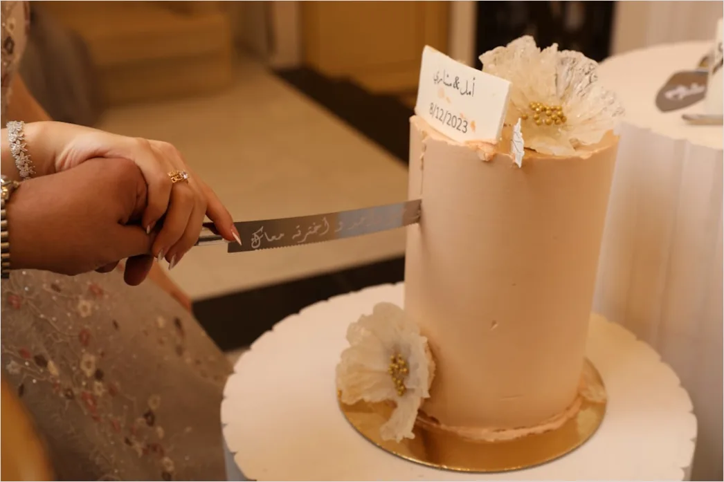 Detail Wedding Cake Cutting Celebration Close Up Number 10