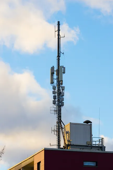 Detail 5g Tower Antenna Against Blue Sky Number 12