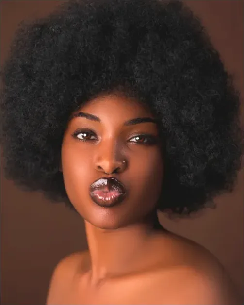 Detail Afro Hair Portrait Studio Background Number 8