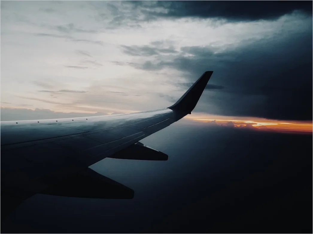 Detail Airplane Wing Sunset Sky View Number 13