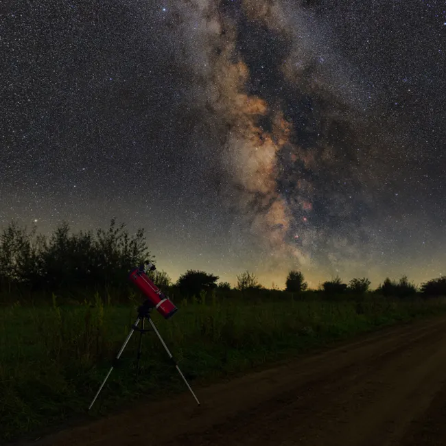 Detail Astrophotography Setup Tripod Telescope Night Number 9