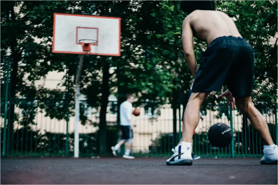 Detail Basketball Player Dribbling Court Action Number 7