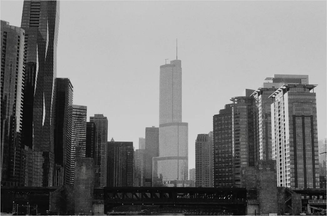 Detail Chicago Skyline Riverwalk Dusk View Number 5