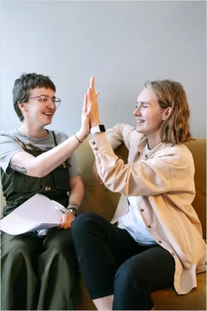 Detail Coworkers High Five Success Moment Number 2