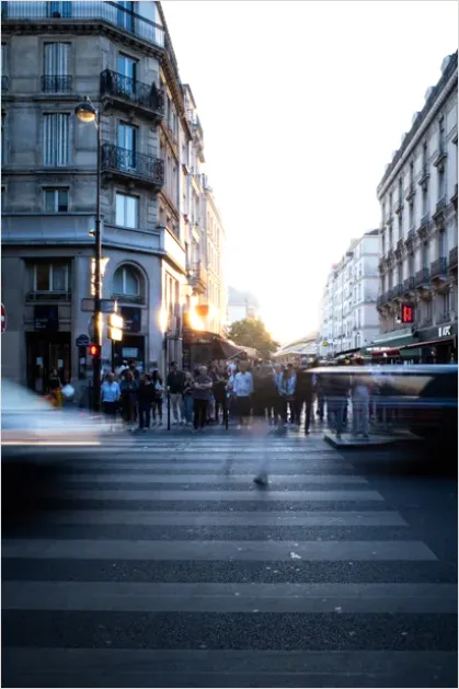 Detail Crowd Walking Downtown Motion Blur Number 11