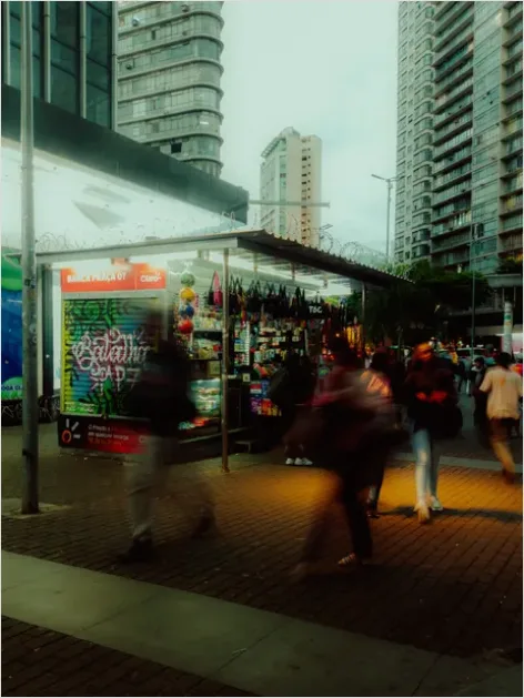 Detail Crowd Walking Downtown Motion Blur Number 12