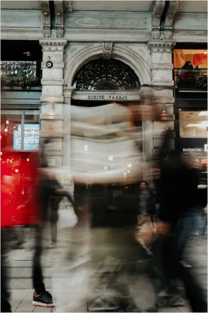 Detail Crowd Walking Downtown Motion Blur Number 15