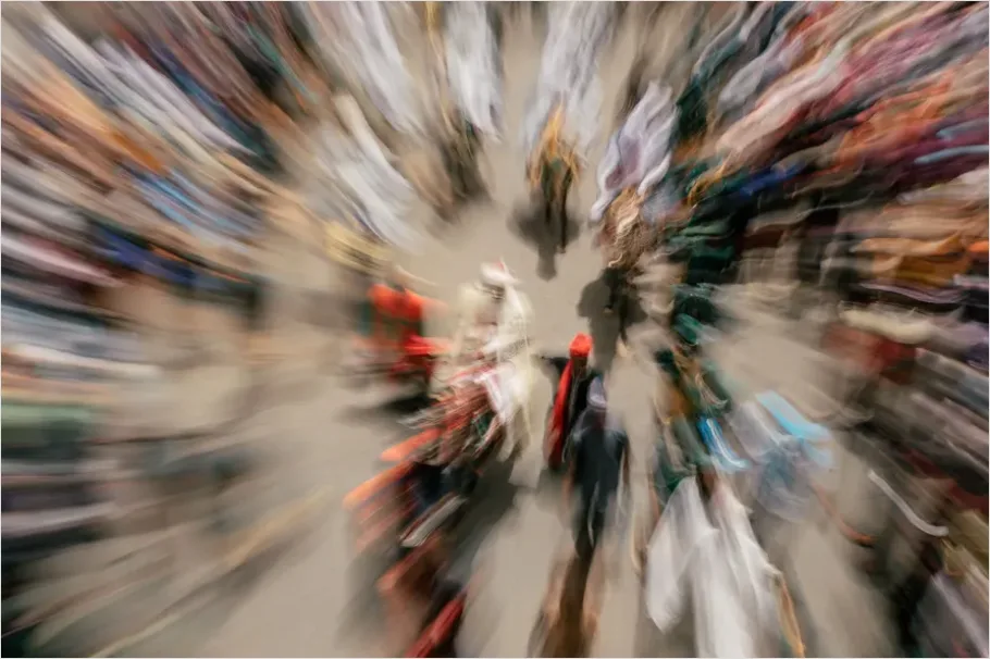 Detail Crowd Walking Downtown Motion Blur Number 16
