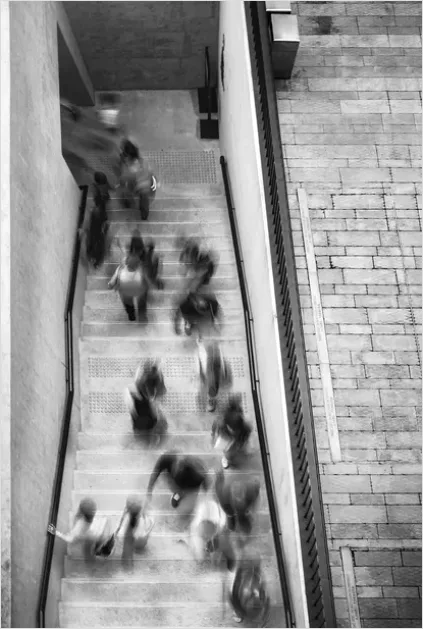 Detail Crowd Walking Downtown Motion Blur Number 4