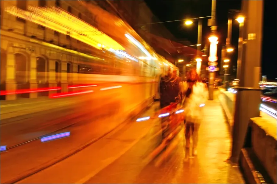 Detail Crowd Walking Downtown Motion Blur Number 7