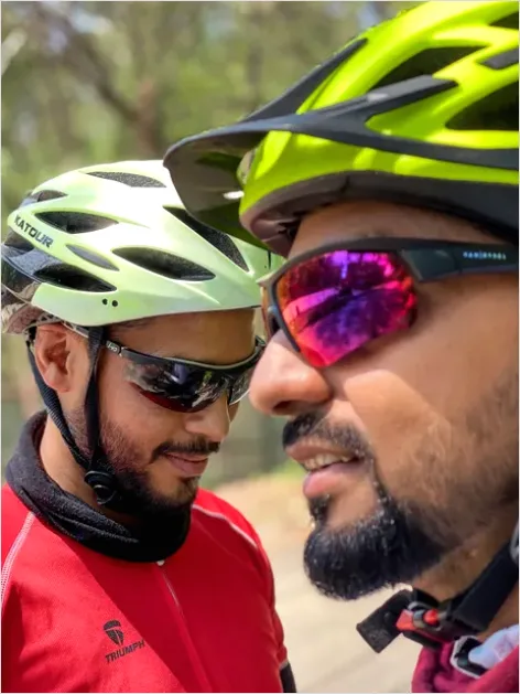 Detail Cyclist Wearing Helmet Portrait Outdoors Number 2