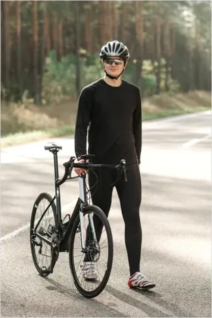 Detail Cyclist Wearing Helmet Portrait Outdoors Number 12
