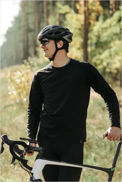 Detail Cyclist Wearing Helmet Portrait Outdoors Number 14