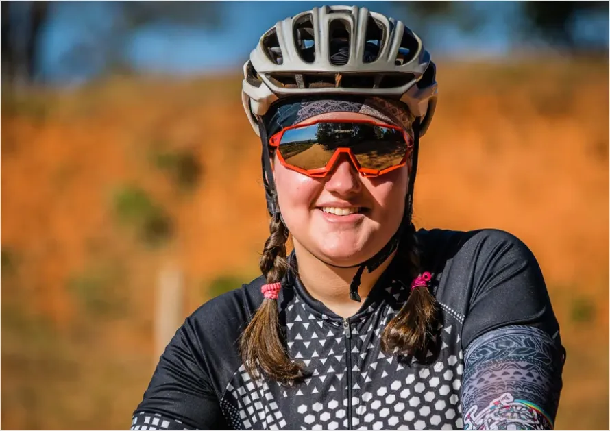 Detail Cyclist Wearing Helmet Portrait Outdoors Number 10