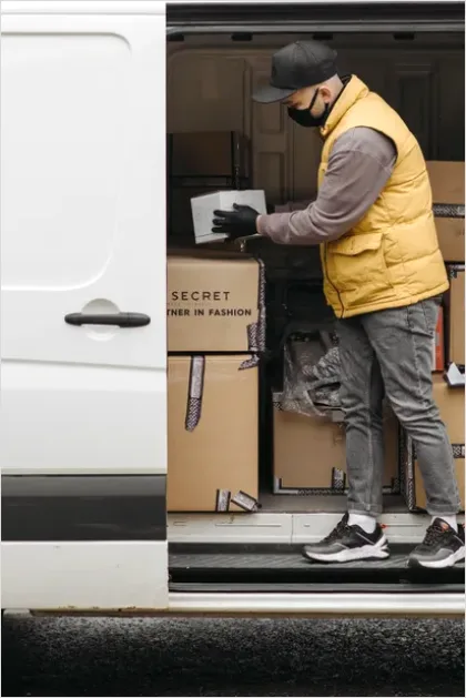 Detail Delivery Driver Holding Package Door Number 15