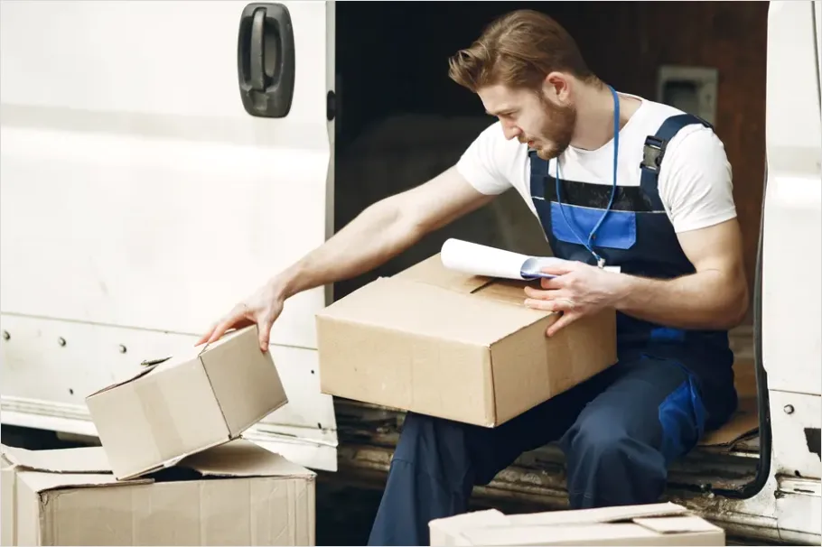 Detail Delivery Driver Holding Package Door Number 10