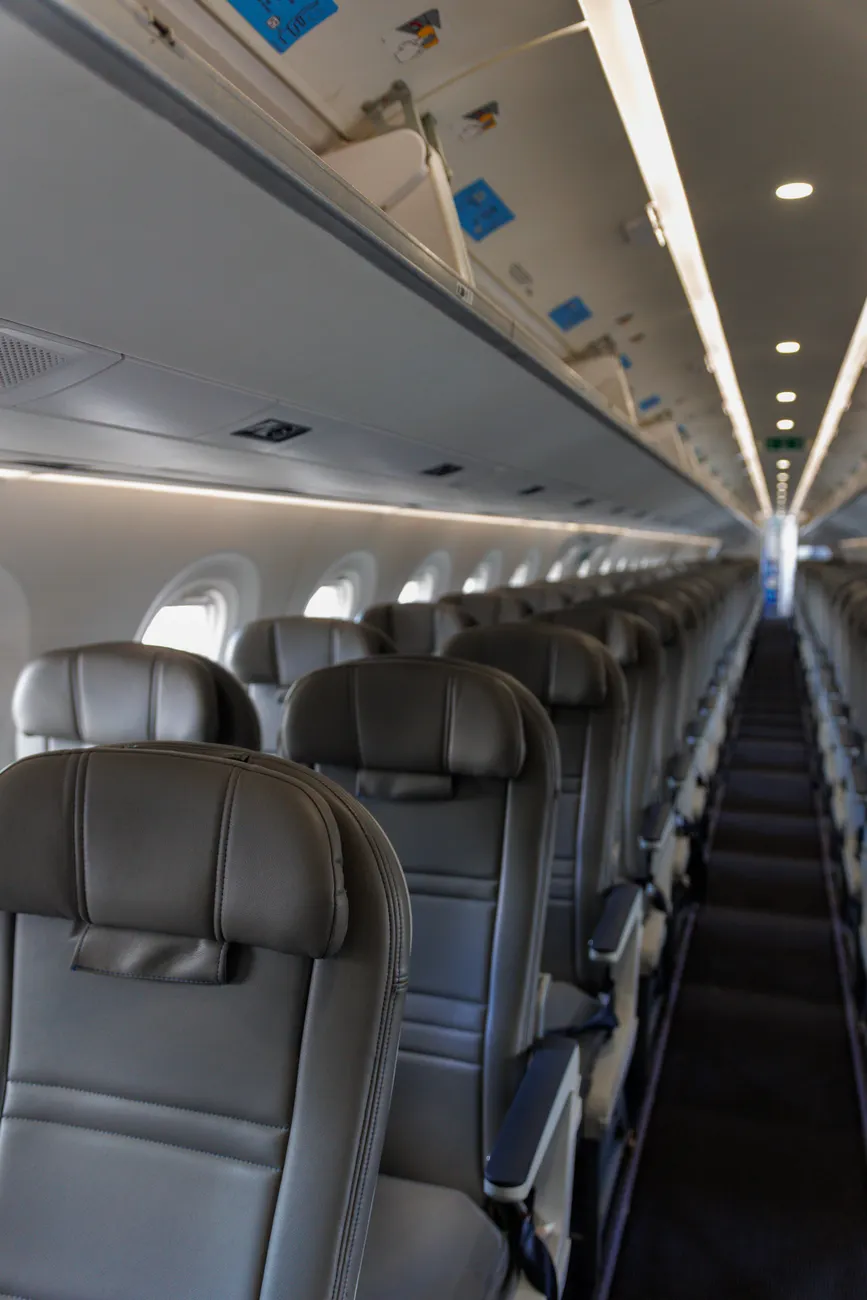Detail Economy Cabin Airplane Seat Row Number 9