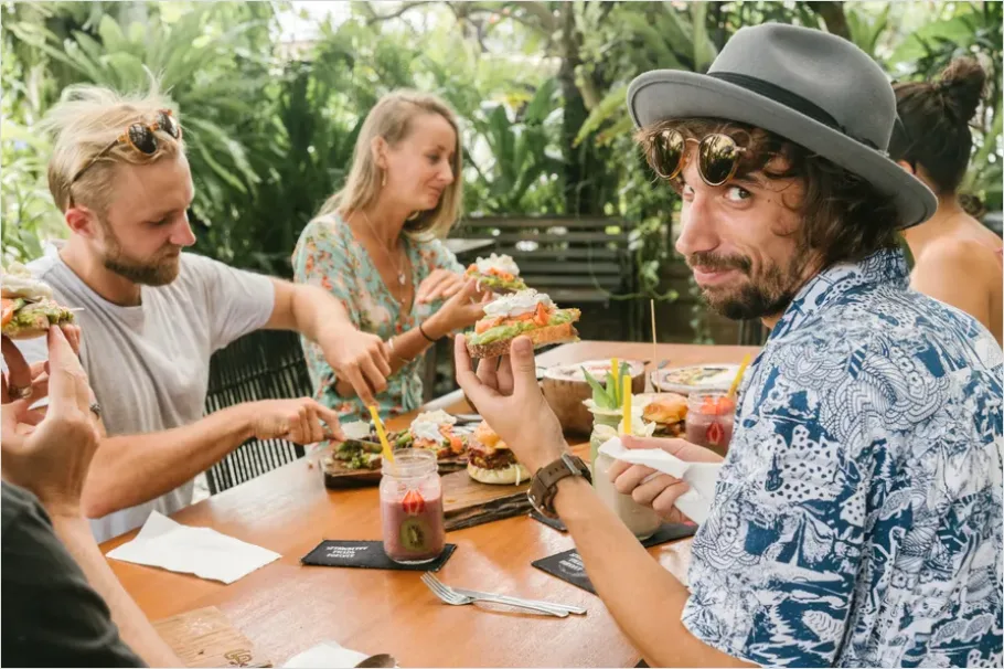 Detail Friends Eating Brunch Outdoor Patio Number 14