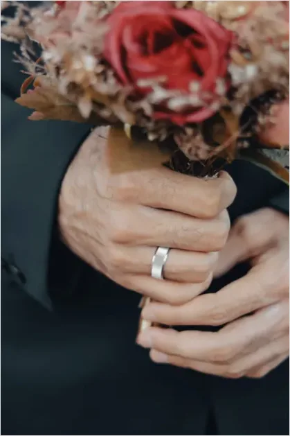 Detail Hands Holding Bouquet Flowers Close Up Number 3